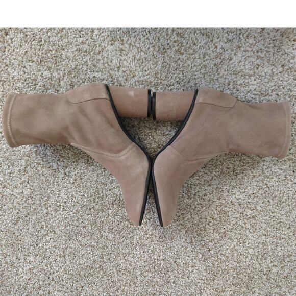 Stuart Weitzman Margot 75 Taupe Suede Ankle Booties | Size 9 - Picture 5 of 14